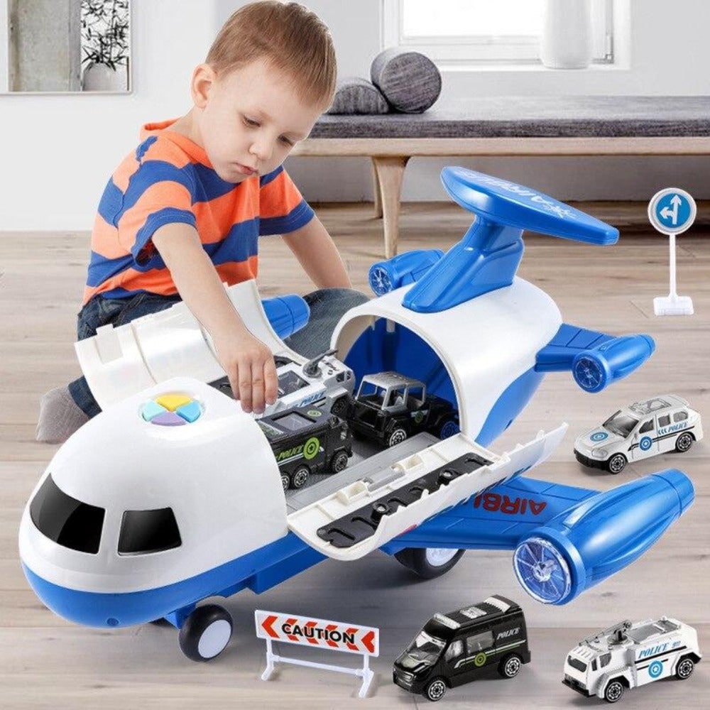 Kids' Toy Airplane Play Set with Transforming Fuselage and Mini Vehicles - Image 2