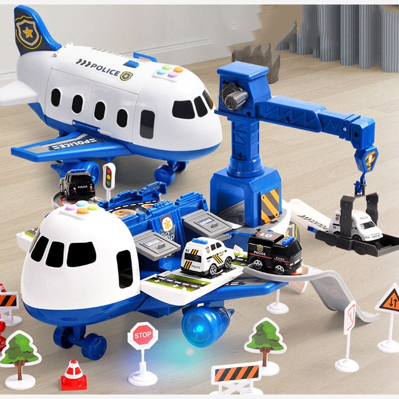 Kids' Toy Airplane Play Set with Transforming Fuselage and Mini Vehicles - Image 5