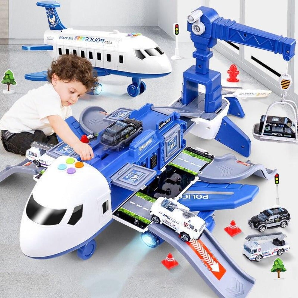 Kids' Toy Airplane Play Set with Transforming Fuselage and Mini Vehicles - Image 8