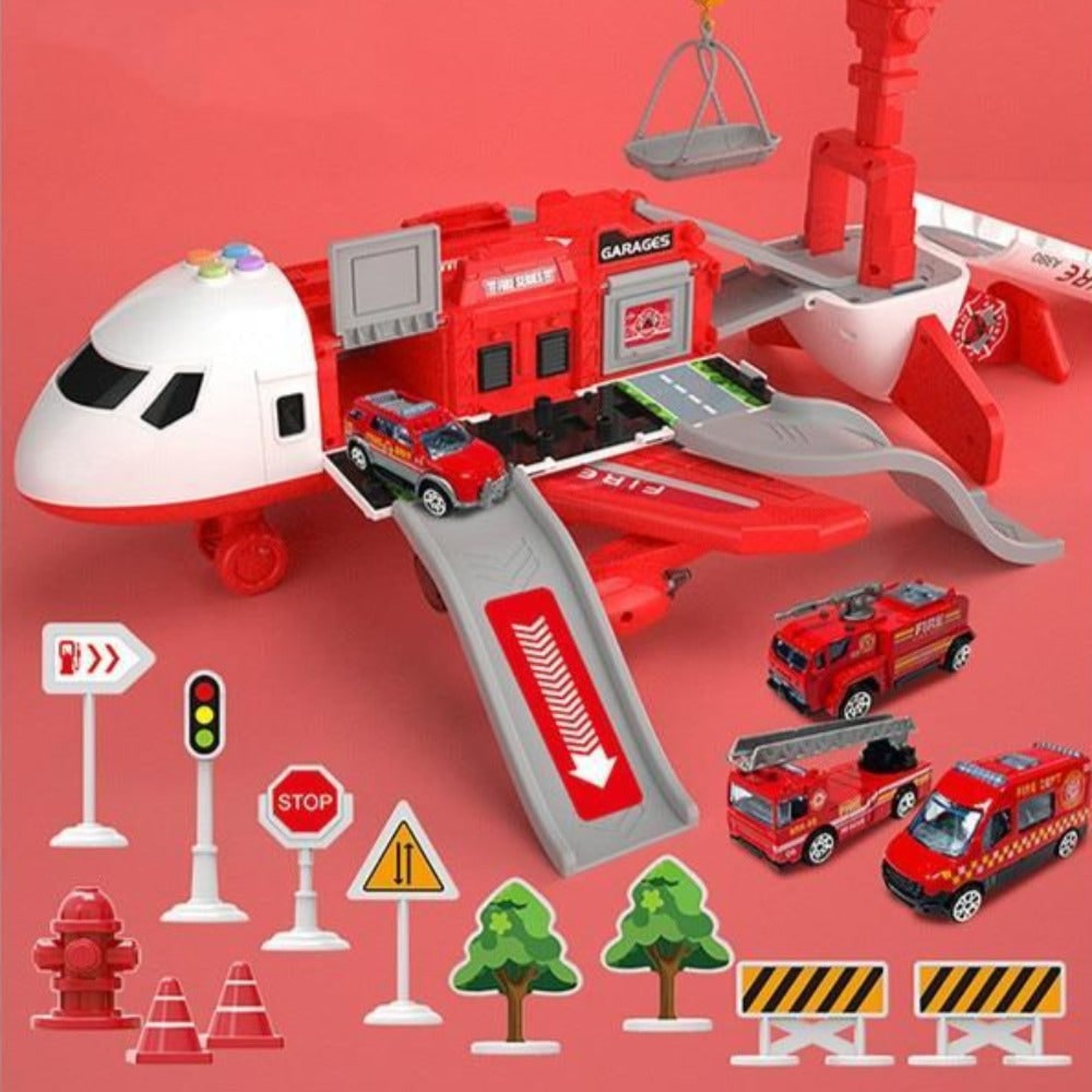 Kids' Toy Airplane Play Set with Transforming Fuselage and Mini Vehicles - Image 9