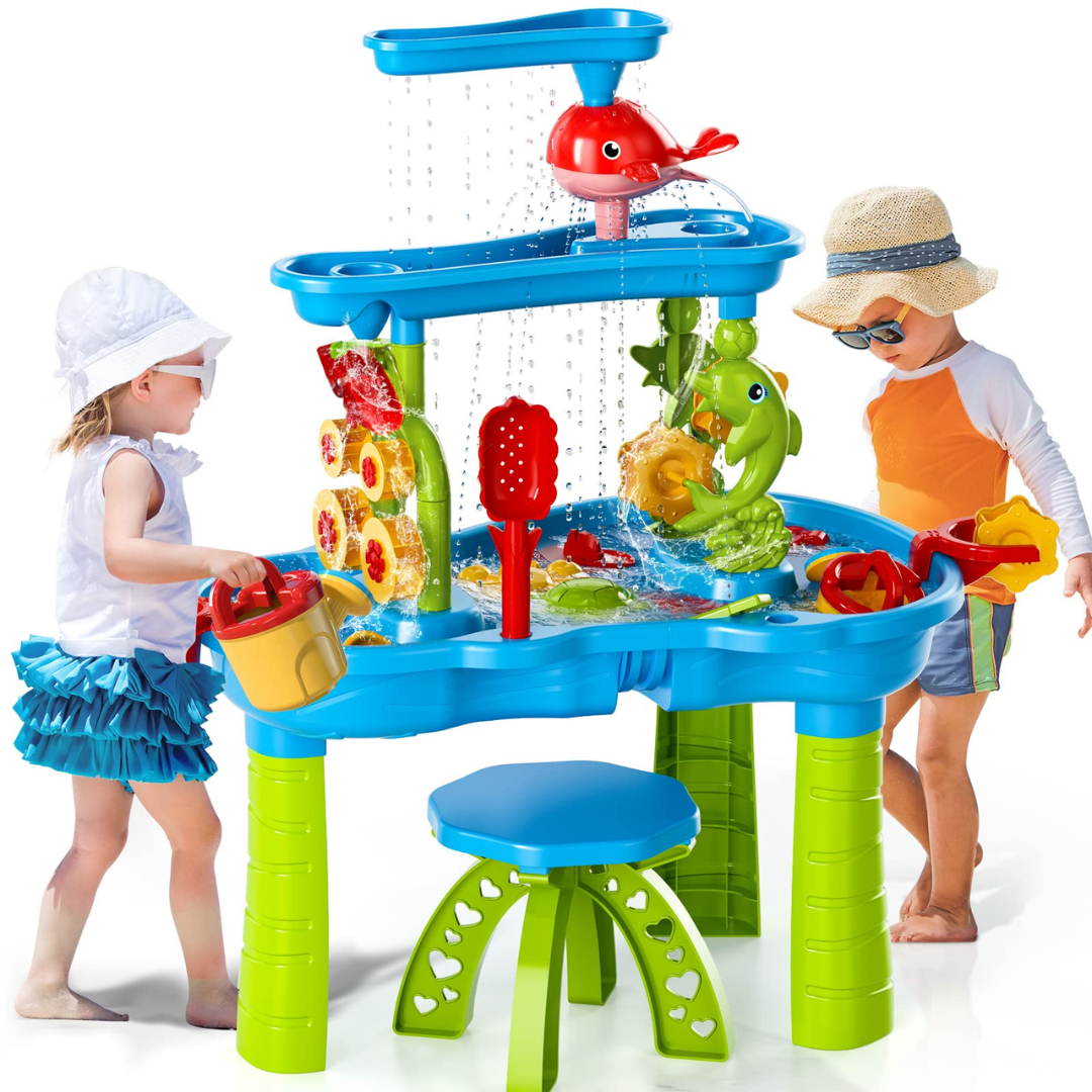 Kids' Water Table with Multi-Tier Design and Accessory Toys for Outdoor Play - Image 1