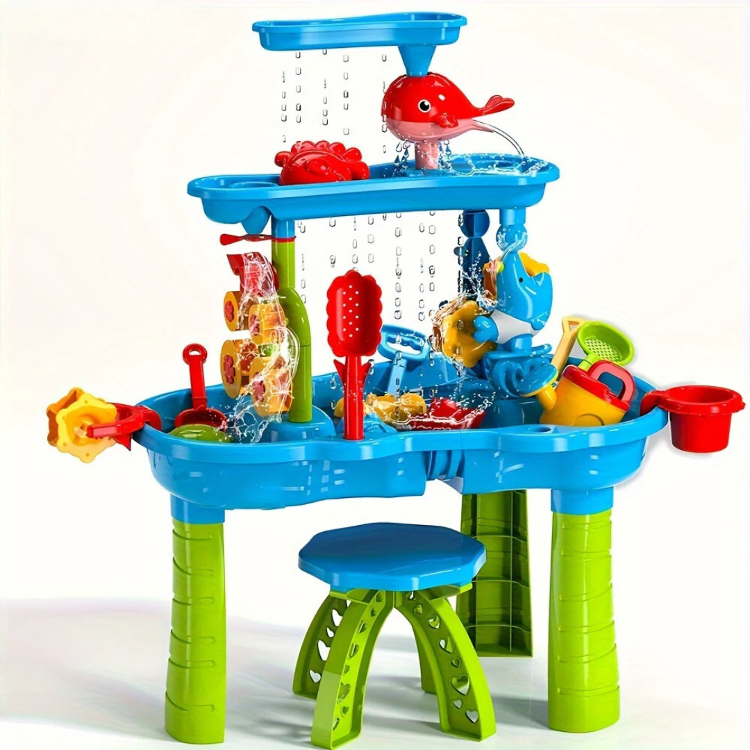 Kids' Water Table with Multi-Tier Design and Accessory Toys for Outdoor Play - Image 2
