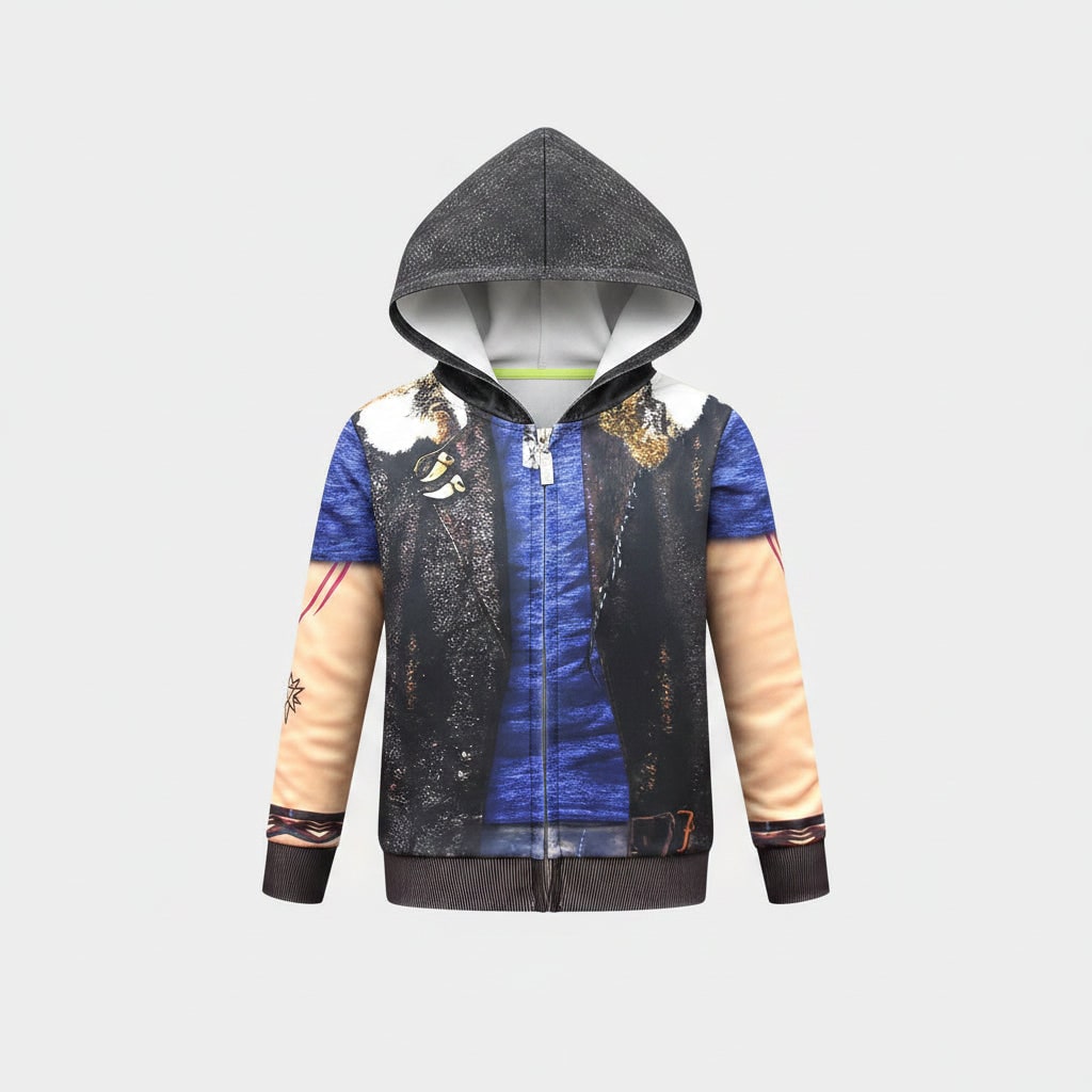Kids' Werewolf Costume with Realistic Printed Details and Zip-Up Closure - Image 2