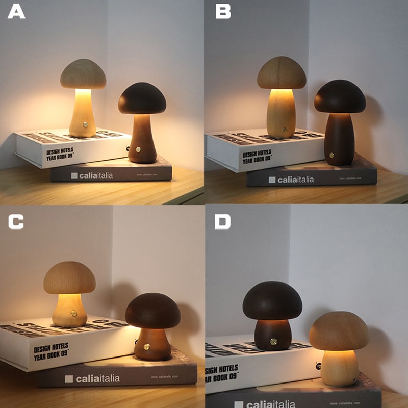 Kids' Wooden Mushroom Night Light and Lamp with Touch Switch for Bedroom Bedside Table Led - Image 10