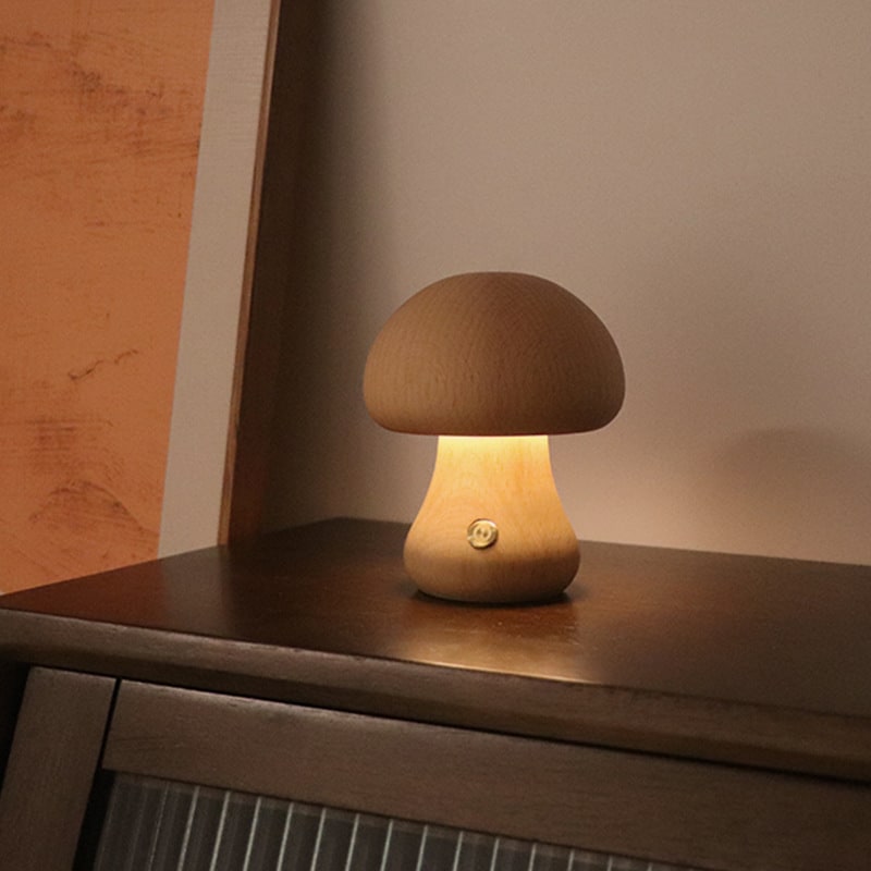 Kids' Wooden Mushroom Night Light and Lamp with Touch Switch for Bedroom Bedside Table Led - Image 12