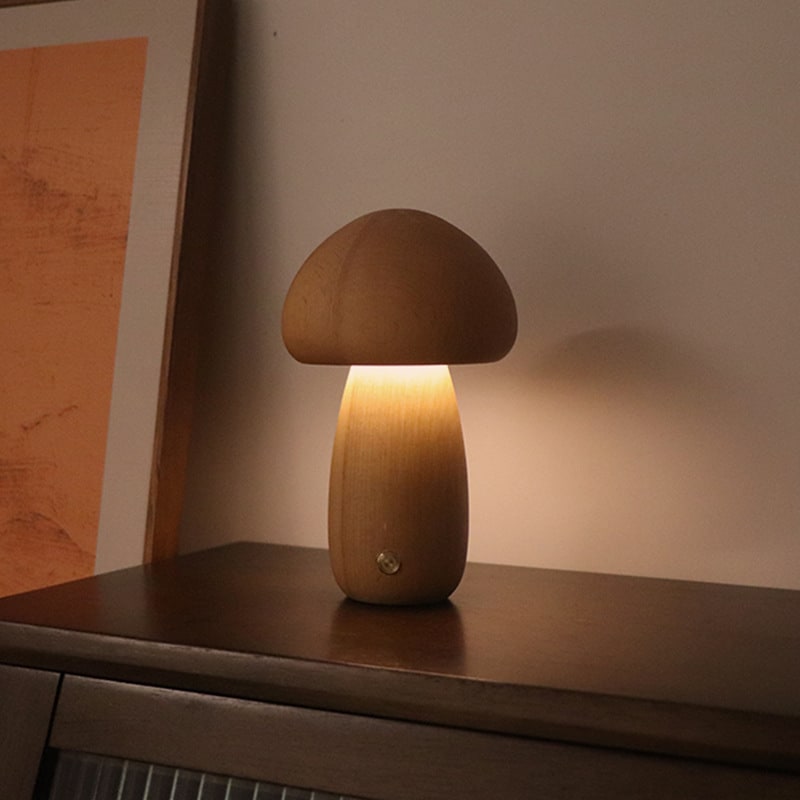 Kids' Wooden Mushroom Night Light and Lamp with Touch Switch for Bedroom Bedside Table Led - Image 13