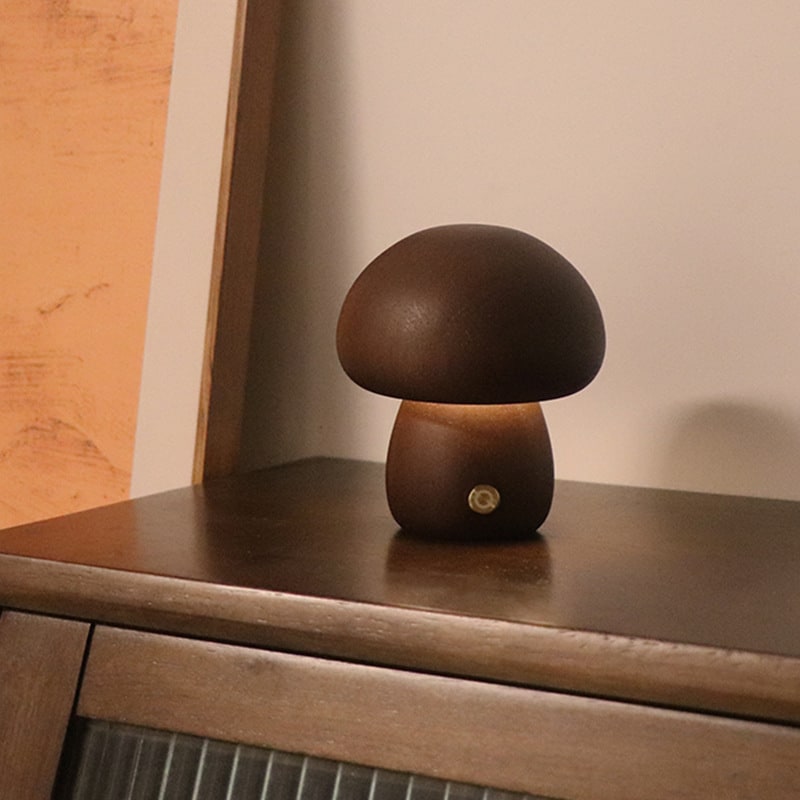 Kids' Wooden Mushroom Night Light and Lamp with Touch Switch for Bedroom Bedside Table Led - Image 5