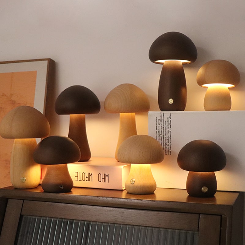 Kids' Wooden Mushroom Night Light and Lamp with Touch Switch for Bedroom Bedside Table Led - Image 7