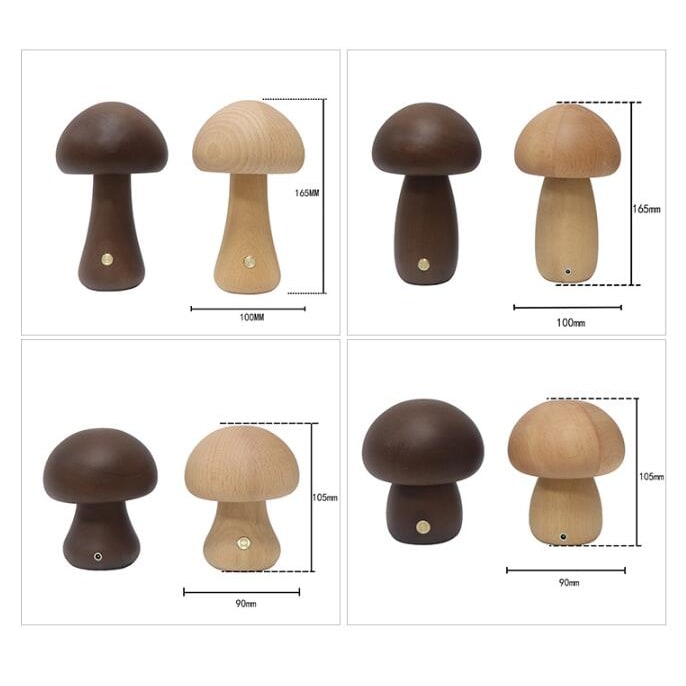 Kids' Wooden Mushroom Night Light and Lamp with Touch Switch for Bedroom Bedside Table Led - Image 9