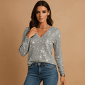 Elegant Comfort V-Neck Sparkling Top - Woman