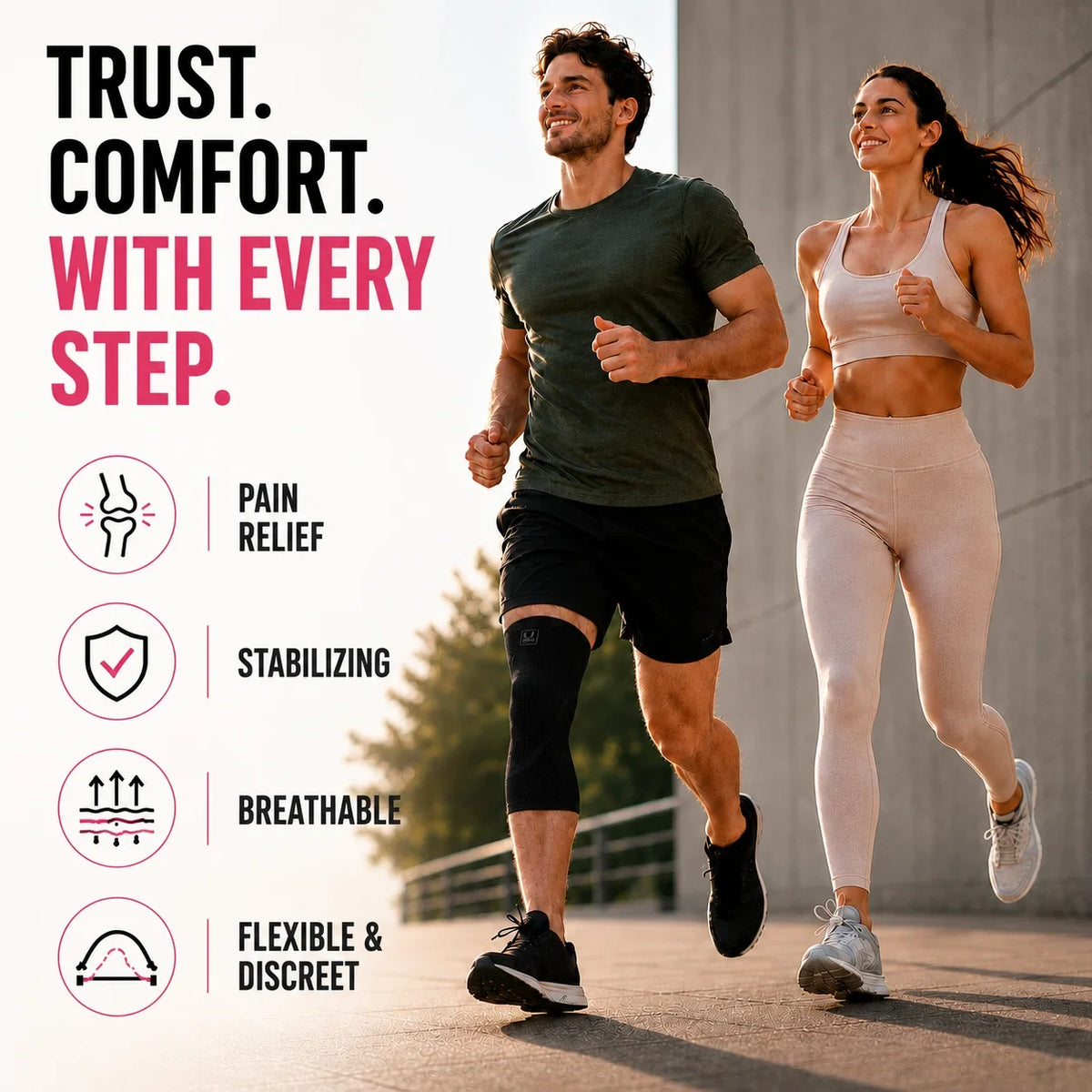 Knee Compression Sleeve with Non-Slip Support and Breathable Elastic Knit Design - Image 3