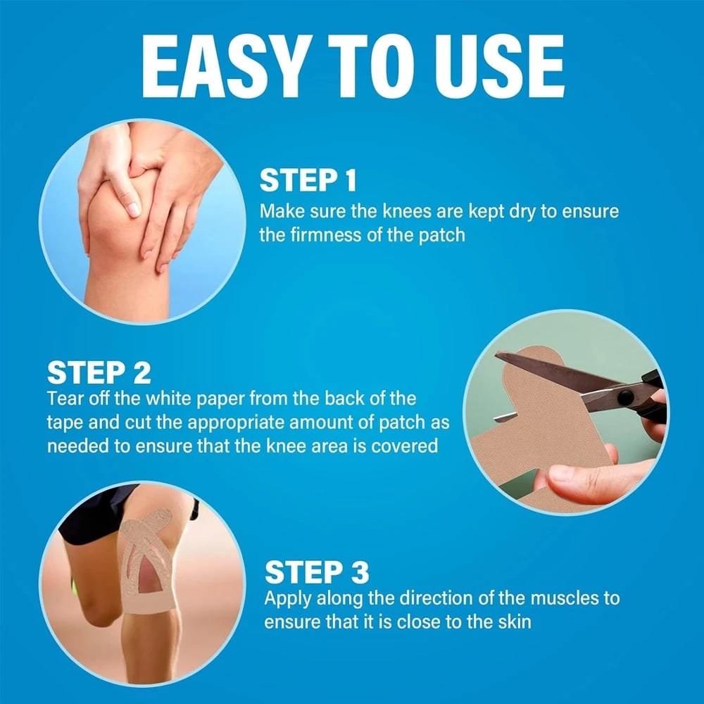 Knee Elastic Kinesiology Tape with Pre-Cut Strips for Professional Support - Image 13