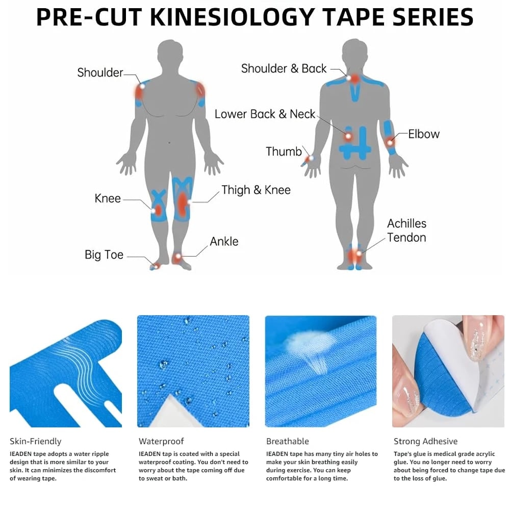 Knee Elastic Kinesiology Tape with Pre-Cut Strips for Professional Support - Image 14