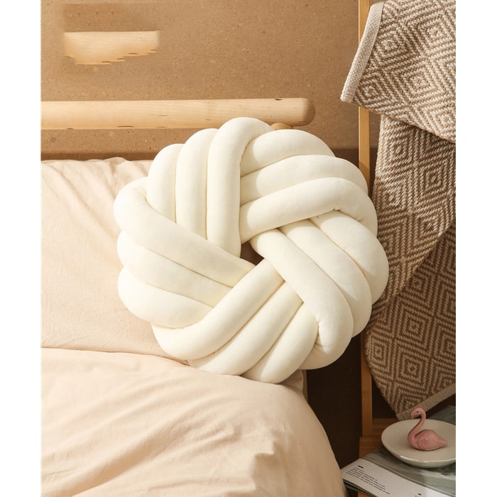 Knot Throw Pillow with Plush Velvet Soft Stuffed Knotted Ball Design Decorative Covers - Image 1