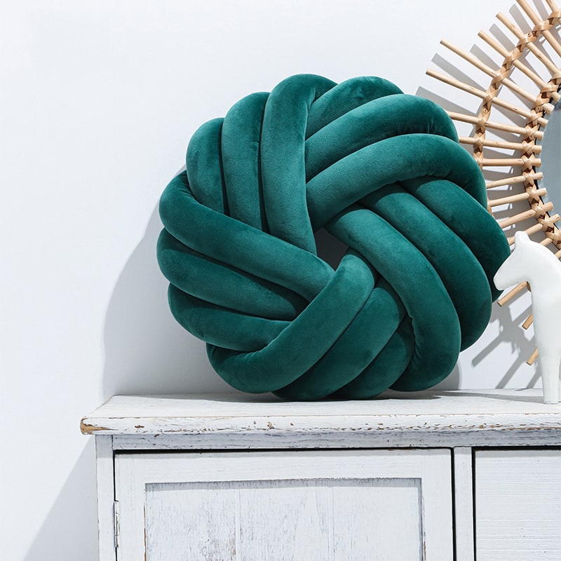 Knot Throw Pillow with Plush Velvet Soft Stuffed Knotted Ball Design Decorative Covers - Image 10