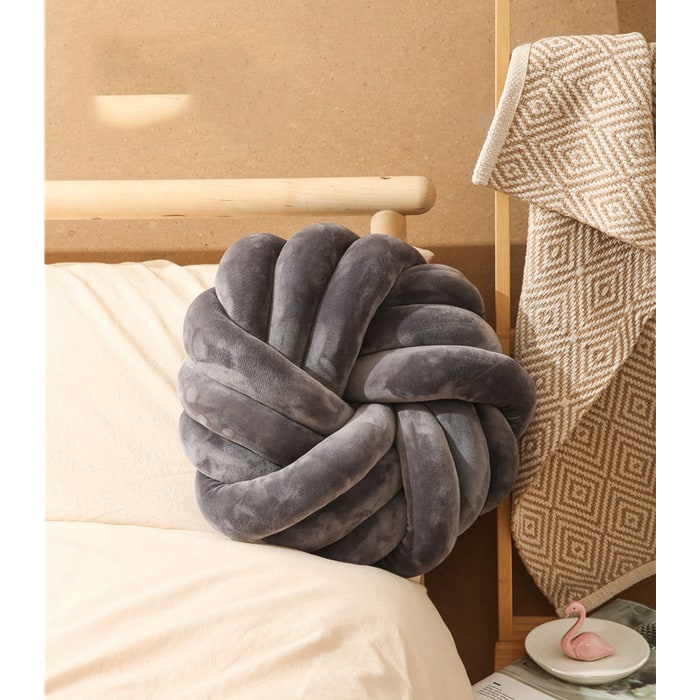 Knot Throw Pillow with Plush Velvet Soft Stuffed Knotted Ball Design Decorative Covers - Image 3