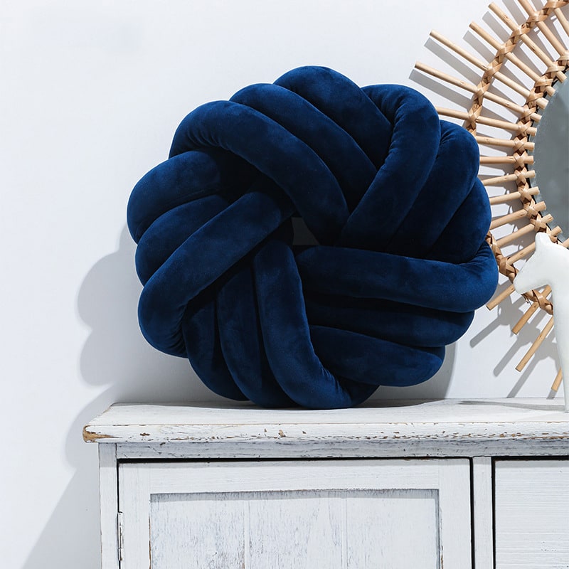 Knot Throw Pillow with Plush Velvet Soft Stuffed Knotted Ball Design Decorative Covers - Image 4