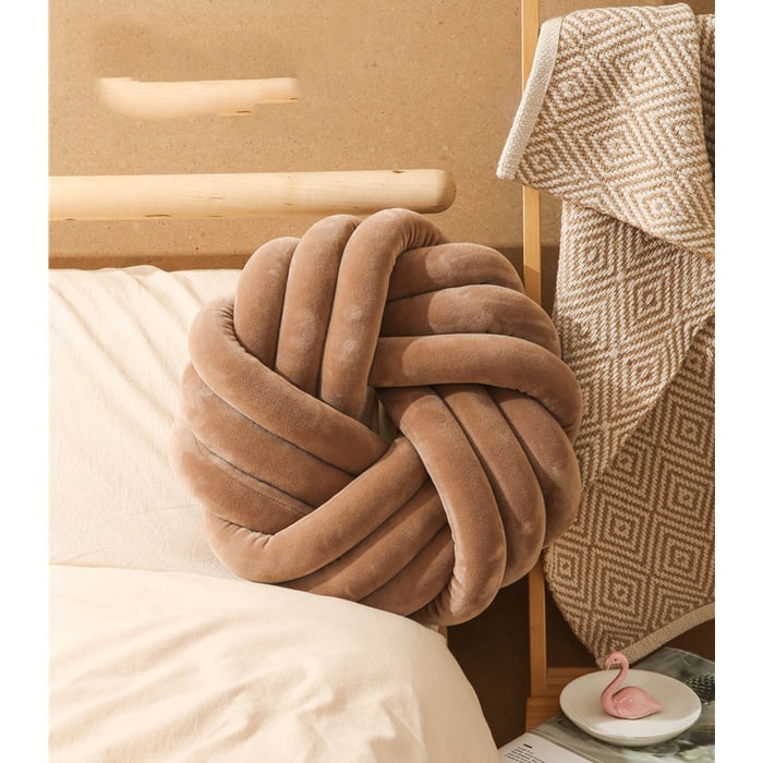 Knot Throw Pillow with Plush Velvet Soft Stuffed Knotted Ball Design Decorative Covers - Image 7