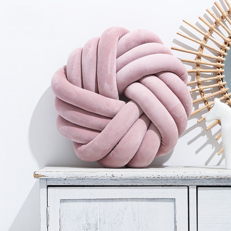 Knot Throw Pillow with Plush Velvet Soft Stuffed Knotted Ball Design Decorative Covers - Image 8