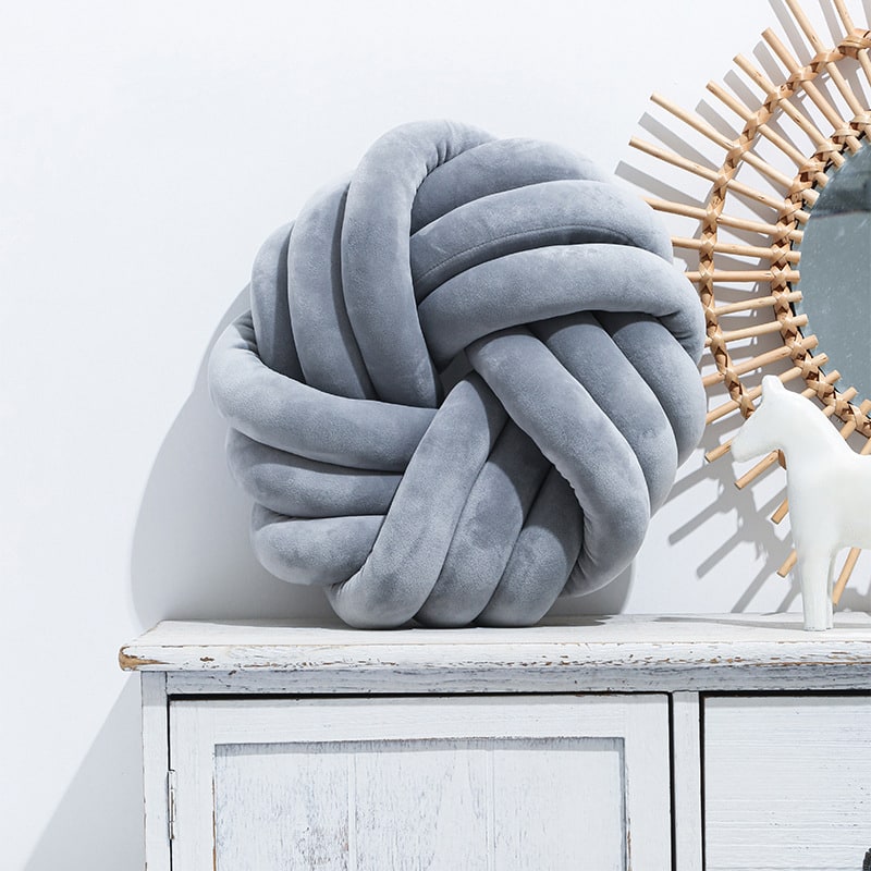 Knot Throw Pillow with Plush Velvet Soft Stuffed Knotted Ball Design Decorative Covers - Image 9