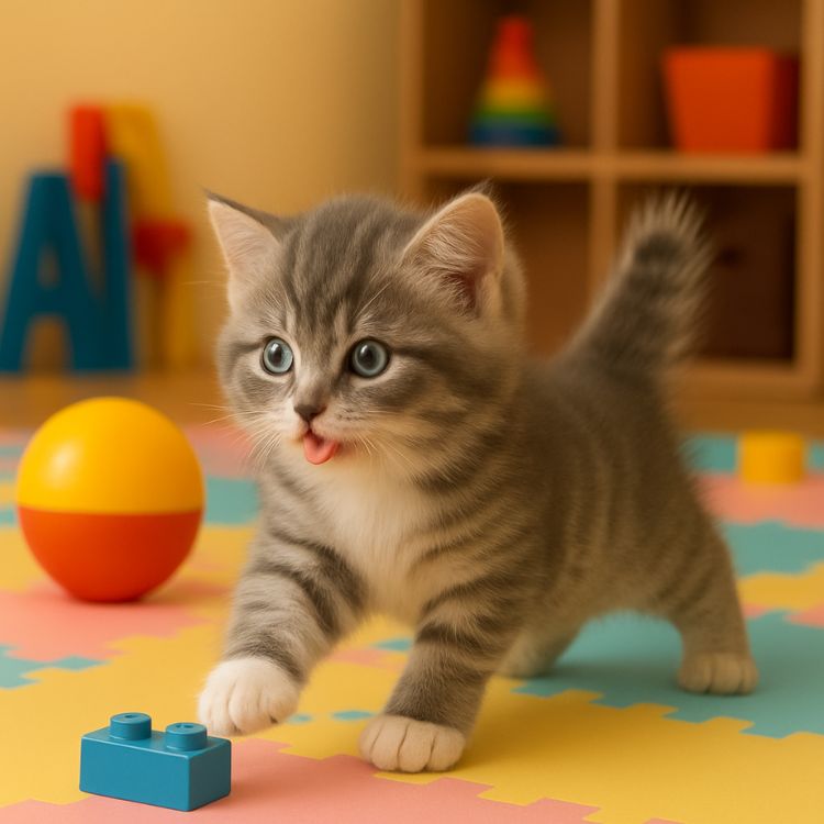 Interactive Grey Tabby Robot Kitten – Realistic Walking and Meowing Electronic Pet Toy
