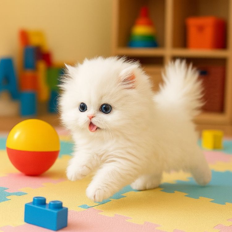 Interactive Realistic White Persian Robot Kitten Toy – Walks, Meows, and Wags Its Tail