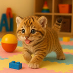Interactive Realistic Robot Tiger Cub – Walking and Meowing Electronic Kitten Toy