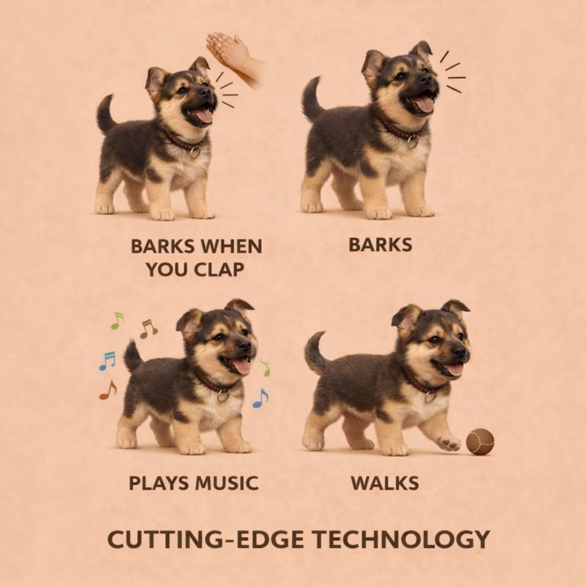 Interactive Realistic German Shepherd Puppy Toy – Walking, Barking & Wagging Electronic Pet