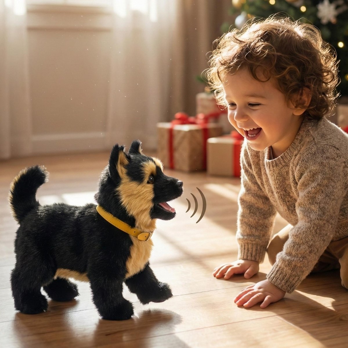 Interactive Realistic German Shepherd Puppy Toy – Walking, Barking & Wagging Electronic Pet