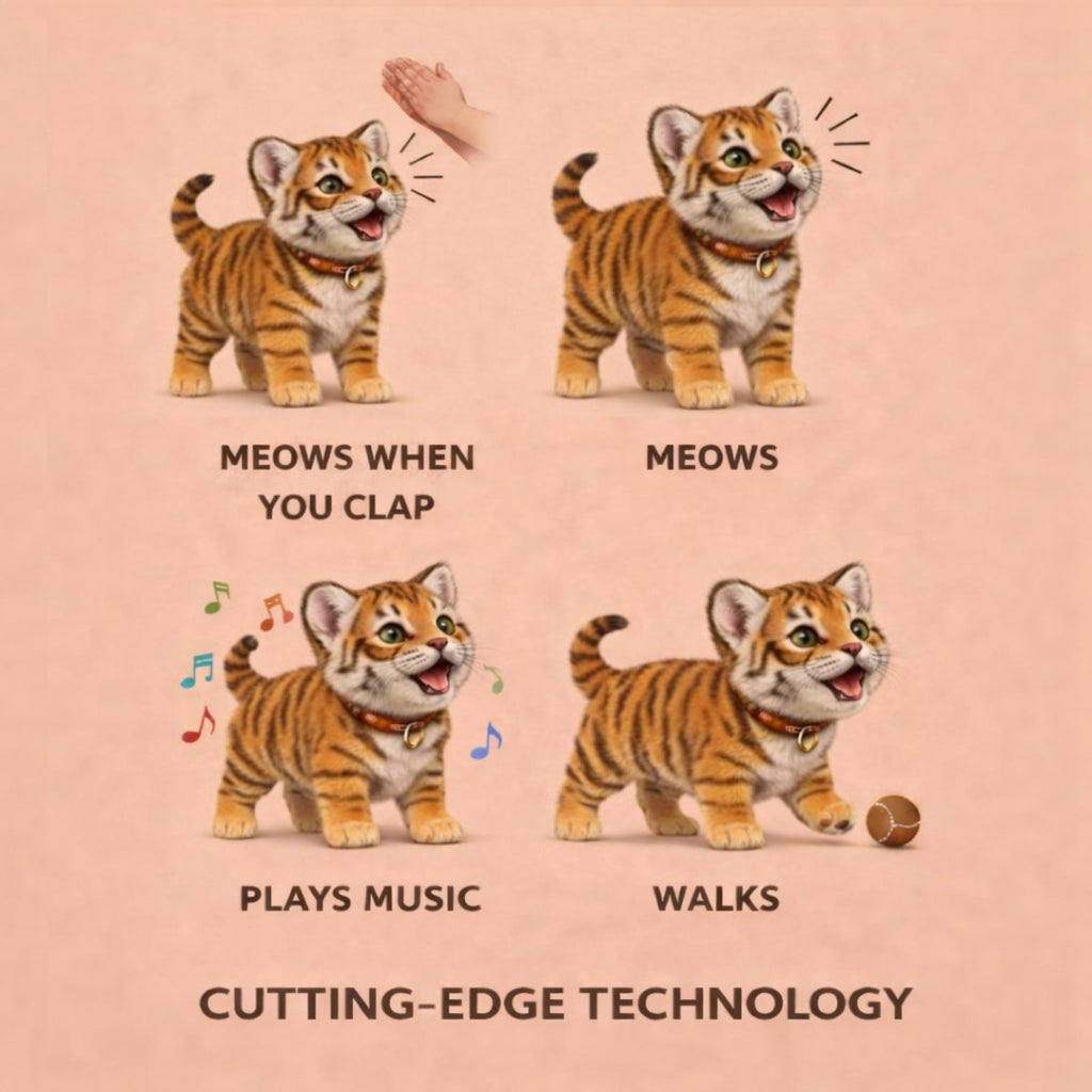 Interactive Realistic Robot Tiger Cub – Walking and Meowing Electronic Kitten Toy