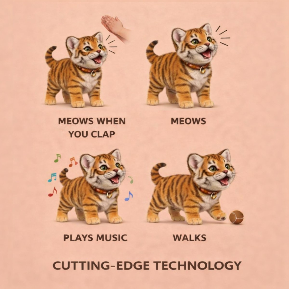 Interactive Realistic Robot Tiger Cub – Walking and Meowing Electronic Kitten Toy