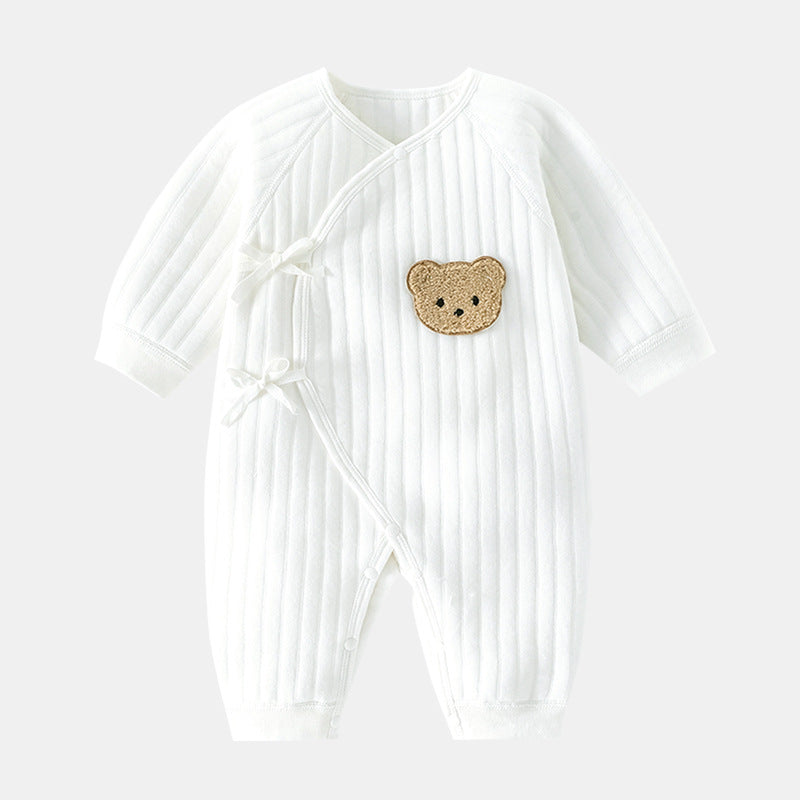 Bear Print Baby Romper for Spring and Autumn – Comfortable One-Piece Outfit for Infants and Toddlers