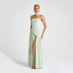 Strapless Asymmetrical Long Dress with High Slit for Women – Elegant Evening Dress for Parties, Events and Special Occasions