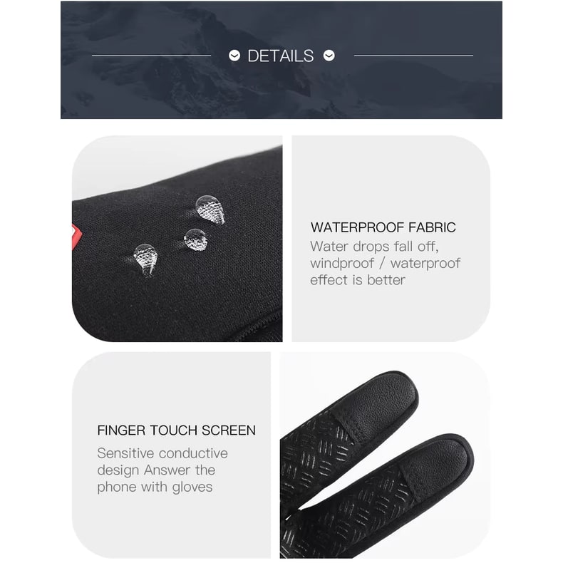 Ladies Winter Gloves Waterproof Touchscreen with Zippered Wrist and Non-Slip Palm - Image 16