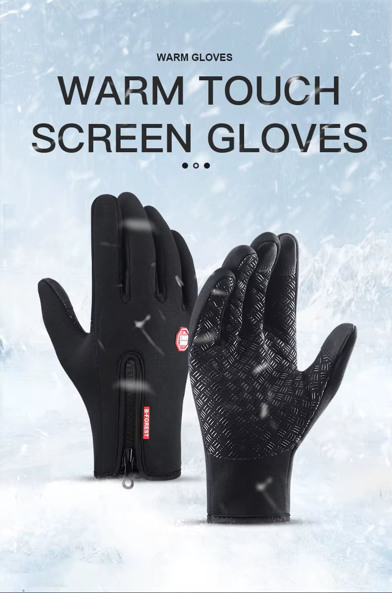 Ladies Winter Gloves Waterproof Touchscreen with Zippered Wrist and Non-Slip Palm - Image 6