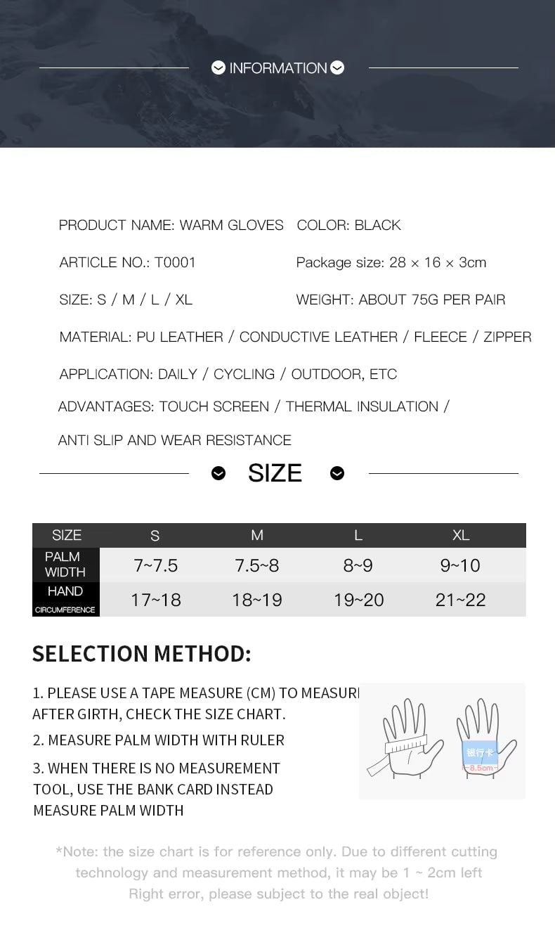 Ladies Winter Gloves Waterproof Touchscreen with Zippered Wrist and Non-Slip Palm - Image 7
