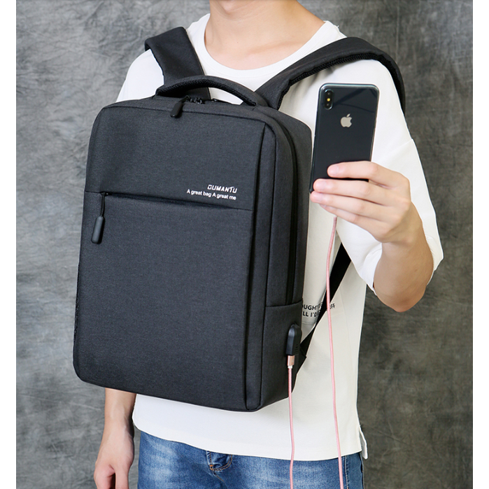 Laptop Backpack with USB Charging Port Slim Oxford Design and Padded Shoulder Straps - Image 1