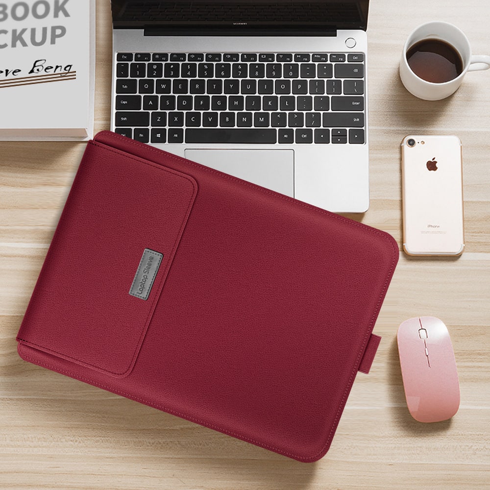 Laptop Sleeve Bag with Faux Leather Pebbled Texture Integrated Mouse Pad - Image 2