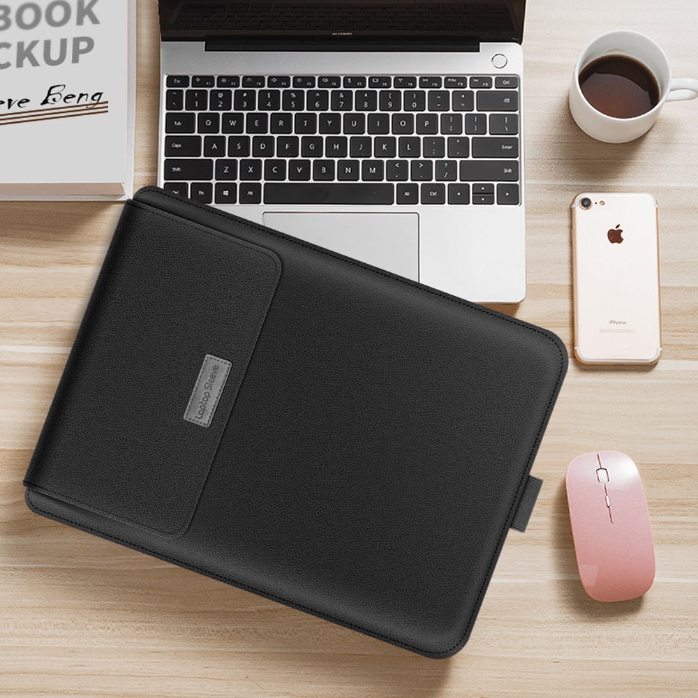Laptop Sleeve Bag with Faux Leather Pebbled Texture Integrated Mouse Pad - Image 4