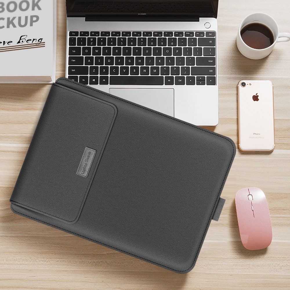 Laptop Sleeve Bag with Faux Leather Pebbled Texture Integrated Mouse Pad - Image 6