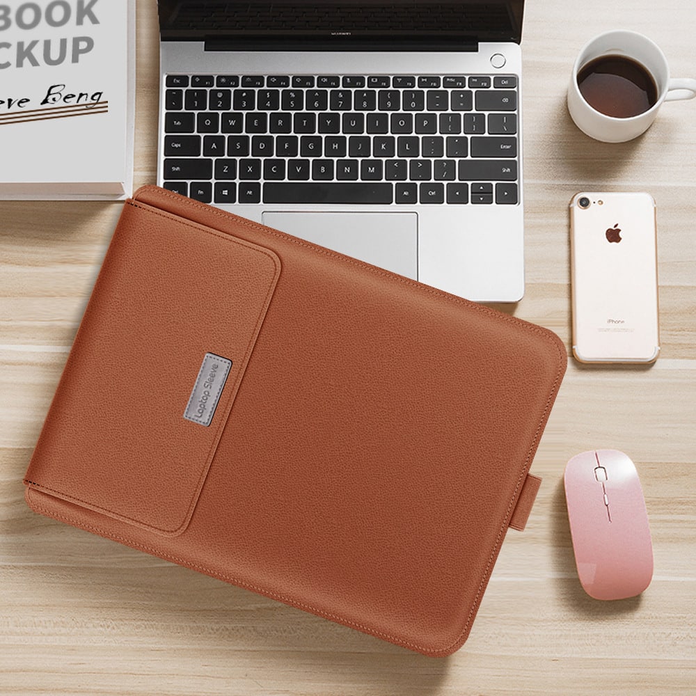 Laptop Sleeve Bag with Faux Leather Pebbled Texture Integrated Mouse Pad - Image 8