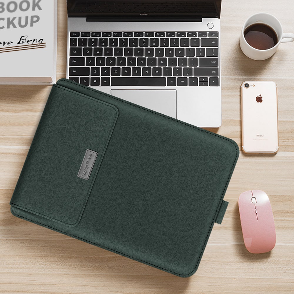Laptop Sleeve Bag with Faux Leather Pebbled Texture Integrated Mouse Pad - Image 9