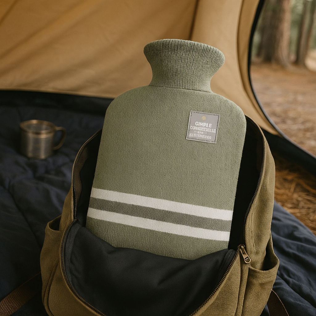 Large Hot Water Bottle Heat Pack Bag Removable Knitted Cover Portable Travel - Image 2