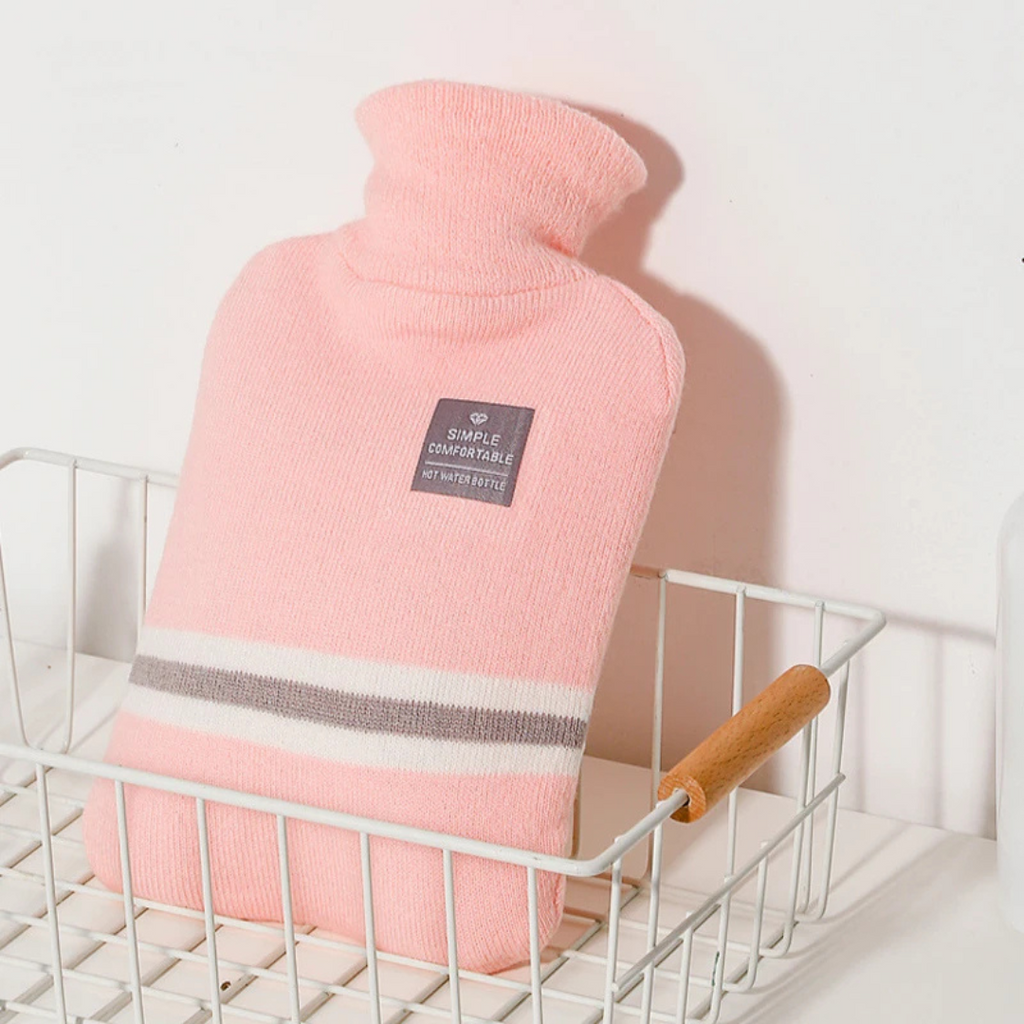Large Hot Water Bottle Heat Pack Bag Removable Knitted Cover Portable Travel - Image 9