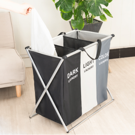 Laundry Basket Sorter Hamper with Collapsible Aluminum Frame and Dividers for Organization - Image 3