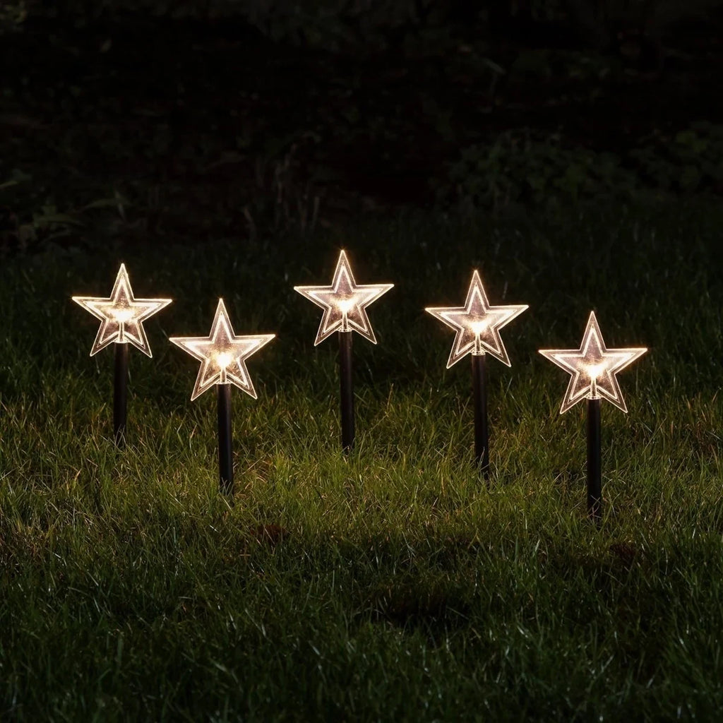 LED Christmas Lights Outdoor Star Pathway with Warm White Glow Set of 5 pieces - Image 2
