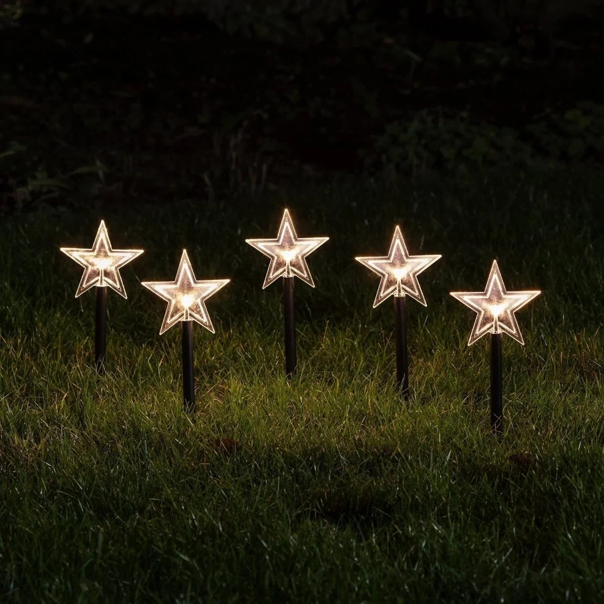 LED Christmas Lights Outdoor Star Pathway with Warm White Glow Set of 5 pieces - Image 2