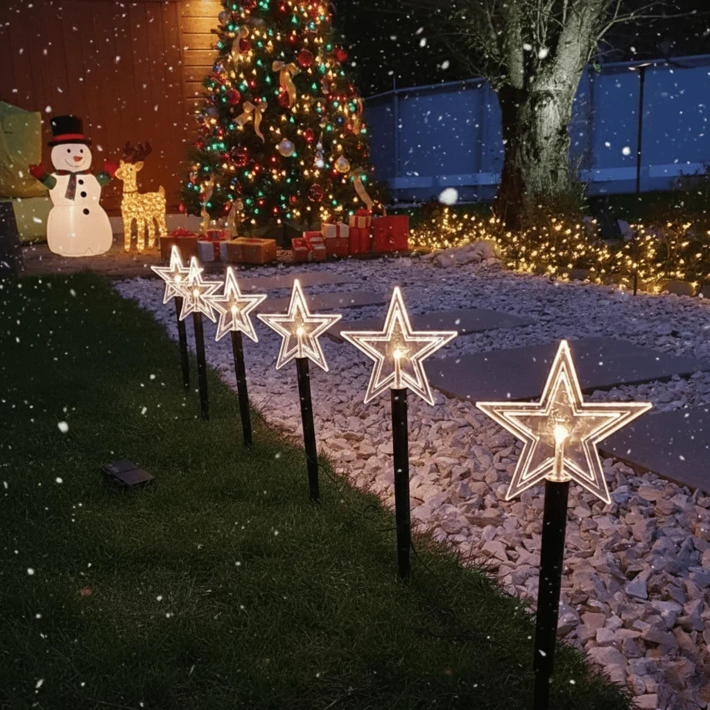 LED Christmas Lights Outdoor Star Pathway with Warm White Glow Set of 5 pieces - Image 4