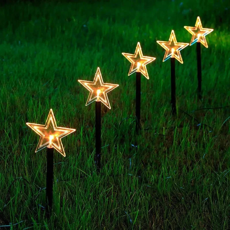 LED Christmas Lights Outdoor Star Pathway with Warm White Glow Set of 5 pieces - Image 7