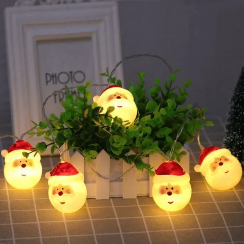 LED Christmas Lights String 20 Battery Operated with Santa Heads for Indoor Holiday Decorations - Image 2
